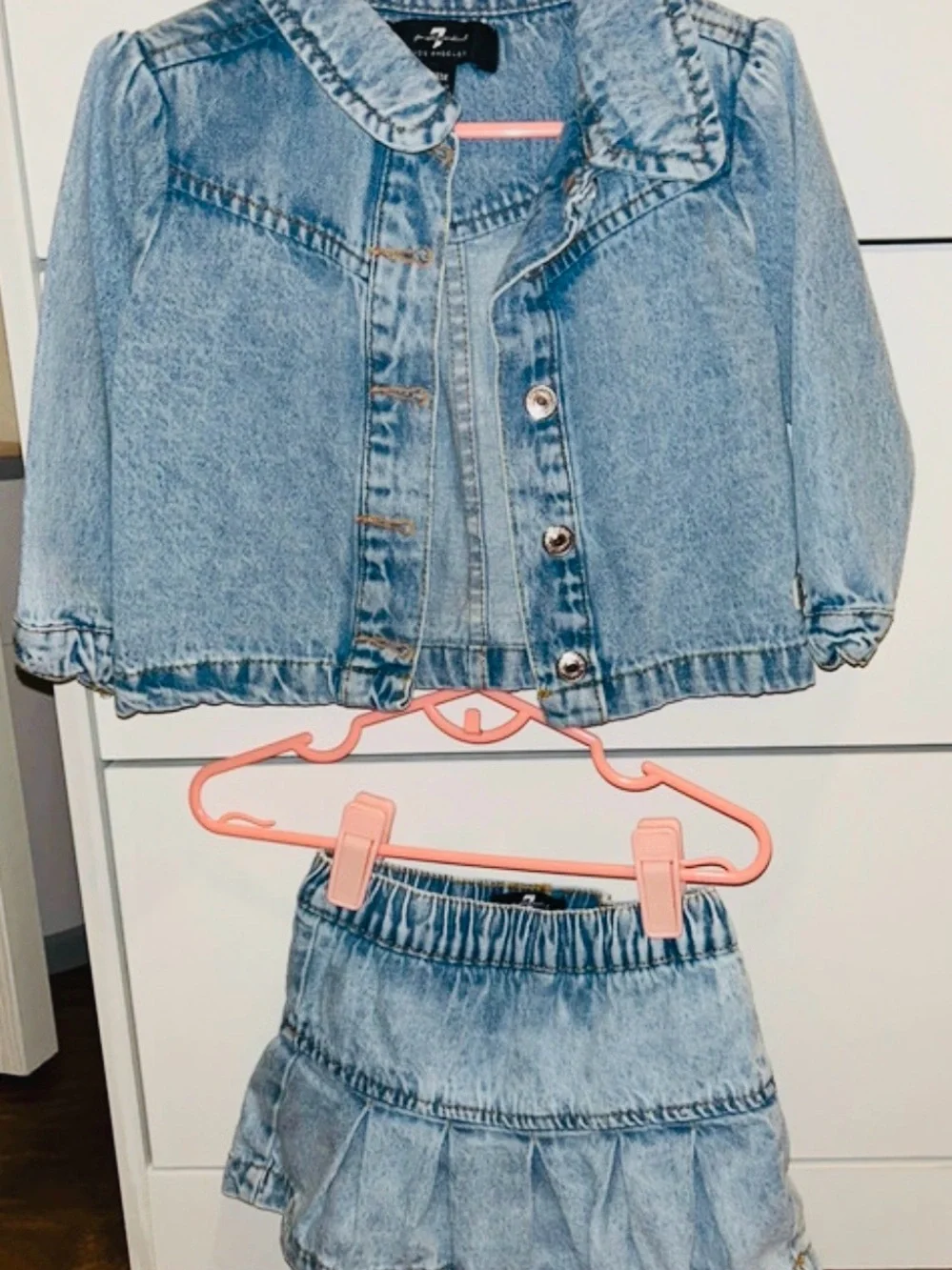 7 For All Mankind Light Blue Denim Cropped Jacket